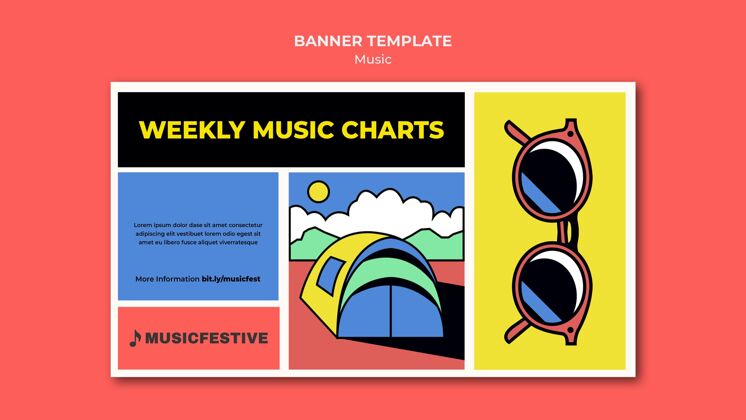 节日音乐图表横幅模板音乐会音乐节表演