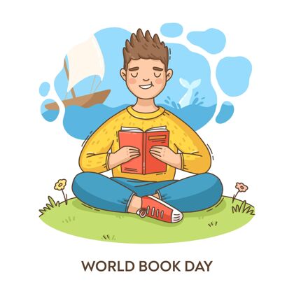 世界图书和版权日手绘世界图书日插图故事图书日版权日