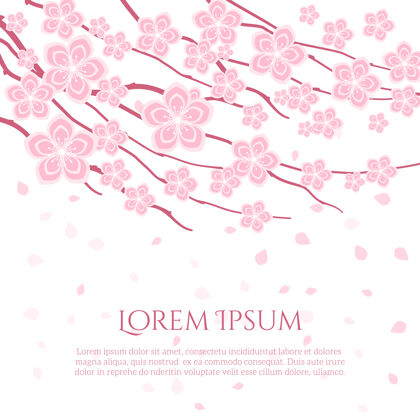 粉色花的背景与日本樱花的开花枝装饰开花开花
