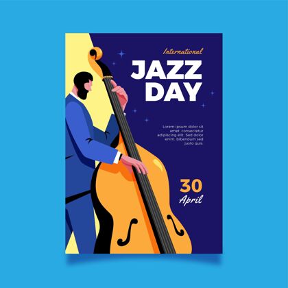 庆典手绘国际爵士日垂直海报模板海报音乐国际爵士乐日