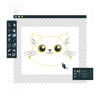 创意钢笔工具概念图软件工具动物