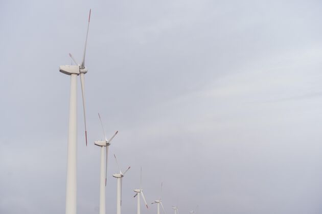 风力发电侧视图风力涡轮机发电复制空间电能风能复制空间