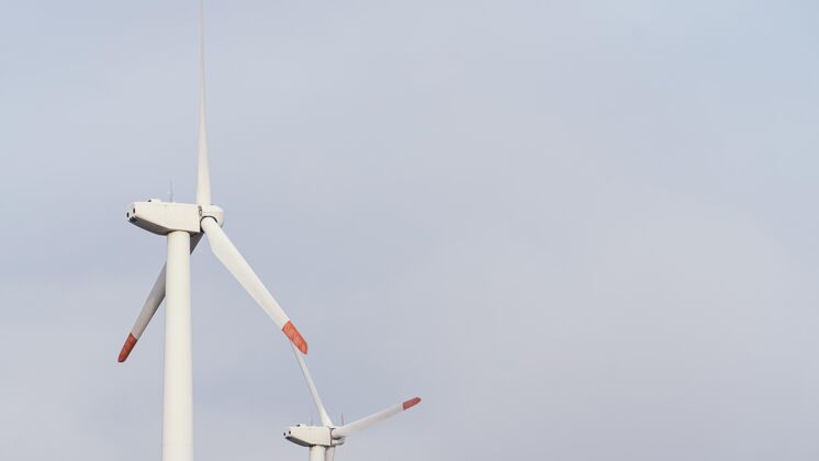 可持续发展低角度风力涡轮机发电环境可再生能源绿色能源