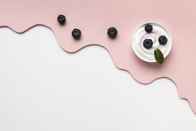 生物俯瞰健康早餐与酸奶的安排复制空间奶制品早晨