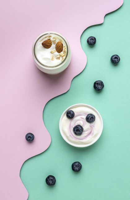 生物俯瞰健康早餐与酸奶的安排自然成分奶制品