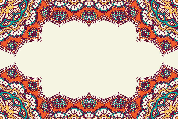 螺旋美丽的背景装饰着五颜六色的曼荼罗框架曼陀罗阿拉伯语曲线