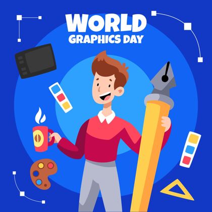 全球手绘世界图形日插画世界图形日形状设计图形日