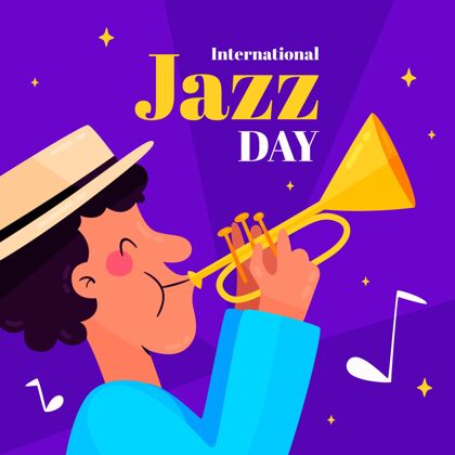 手绘手绘国际爵士日插画国际爵士乐日庆典爵士乐日