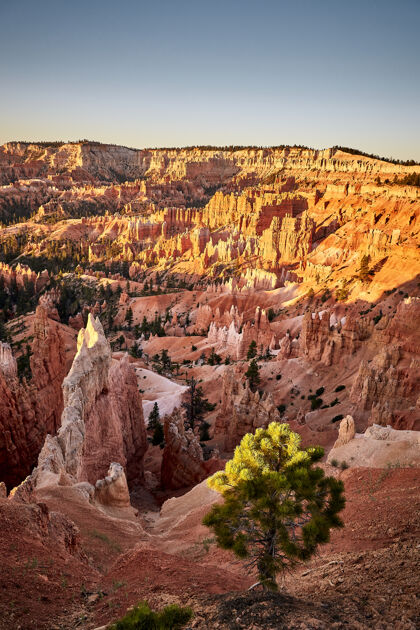 非洲美国犹他州布莱斯峡谷国家公园的峡谷美景太阳岩石棕色