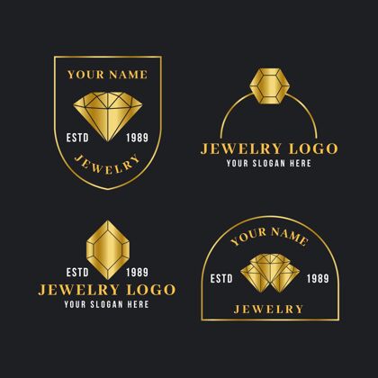 珠宝徽标渐变珠宝标志系列商标套装符号