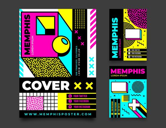 收集孟菲斯设计封面系列孟菲斯设计封面封面模板