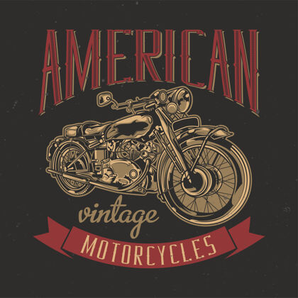 motory经典美国摩托车的插图Sign排版Black