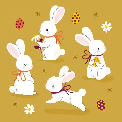 兔子手绘复活节兔子系列插图宗教复活节