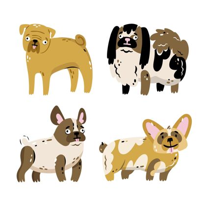 狗手绘宠物贴纸系列同伴动物宠物