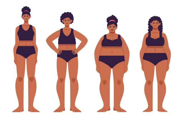 人女性体型的平面插图类型插图多样性女人
