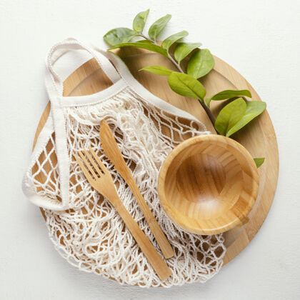 木板带餐具的木板生态回收木制餐具