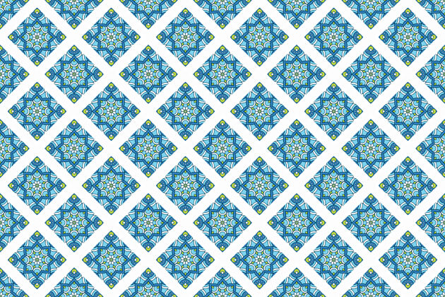 曼荼罗几何无缝图案 圆形元素东方伊斯兰花卉