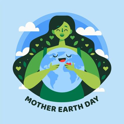 有机地球母亲节活动蔬菜地球母亲卡通