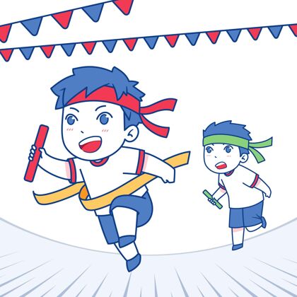 日语手绘儿童手绘Undokai插图插图日本运动节