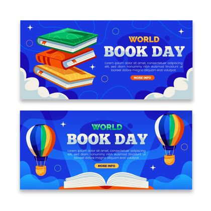 4月23日平面世界图书日横幅版权日包装庆典