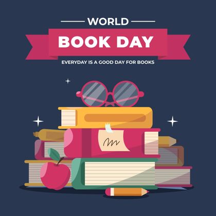 图书日平面世界图书日插画插图全球小说