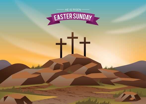 复活节复活节周日插画教插图宗教