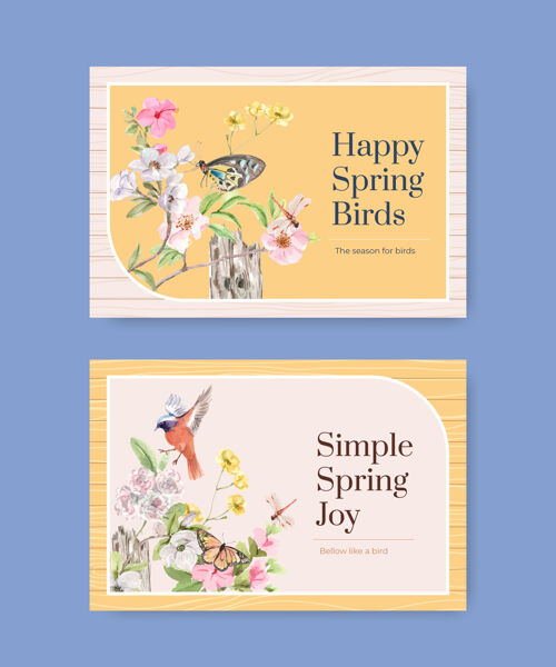 植物Facebook模板集鸟类和春天的概念季节互联网春天