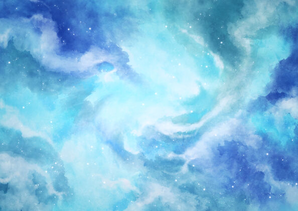 背景蓝色星空水彩背景星系颜料空间