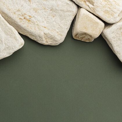 平铺顶视图白色石头收集与复制空间石材背景纹理墙纸