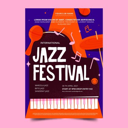 爵士乐平面国际爵士日海报模板全球节日乐器