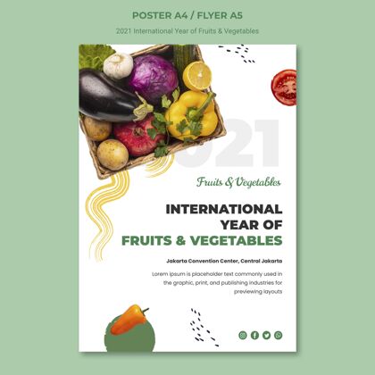 健康国际果蔬年海报模板蔬菜素食者传单