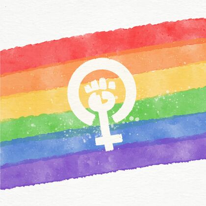 插画水彩女权主义lgbt旗帜插图水彩平等拳头