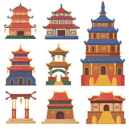 韩国文化中国传统建筑网页设计平台卡通插画入口房子地方