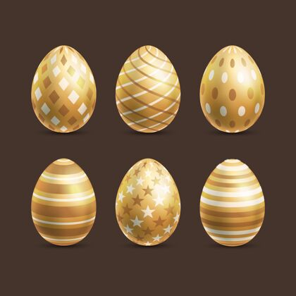 节日现实的金复活节彩蛋收集庆祝装饰包装
