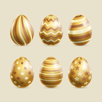 装饰现实的金复活节彩蛋收集复活节彩蛋设置装饰