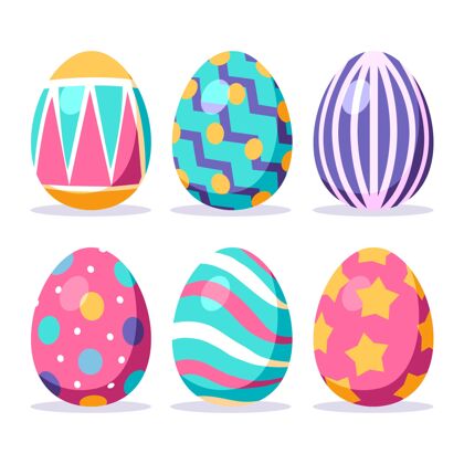 设置彩色平面装饰复活节彩蛋收藏复活节鸡蛋Pascha