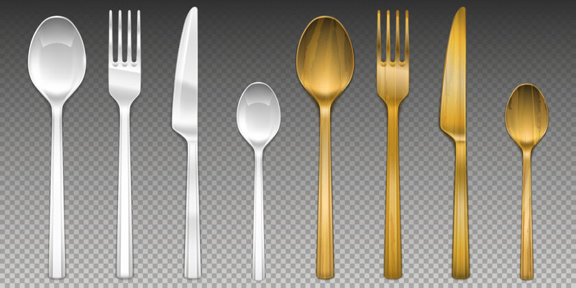 餐盘白色的塑料和木制餐具就透明了盘子反射勺子