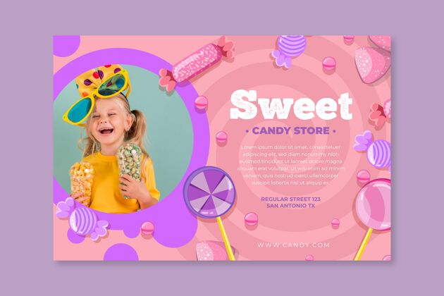 糖果店带小孩的糖果横幅甜点甜的糖果