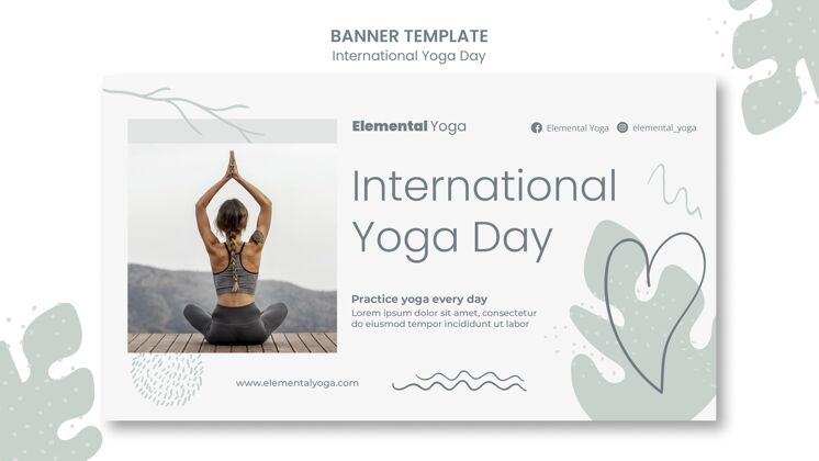横幅国际瑜伽日横幅在线课程国际模板