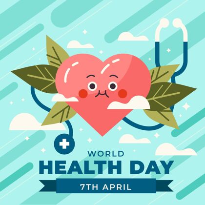 健康日带心脏和听诊器的世界卫生日插图健康世界健康日国际