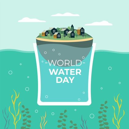 水资源平面世界水日插图平面设计3月22日地球