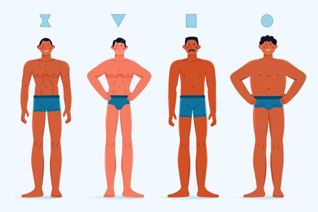 分类平面手绘型的男性体型平面男人设置