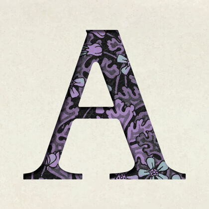 Font复古紫字母排版大写字母排版大写字母