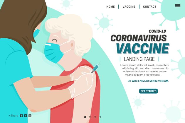 冠状病毒平面手绘冠状病毒疫苗登陆页预防疫苗登陆页