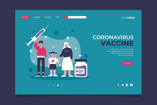 网页模板图文并茂的冠状病毒疫苗登录页模板感染冠状病毒疫苗