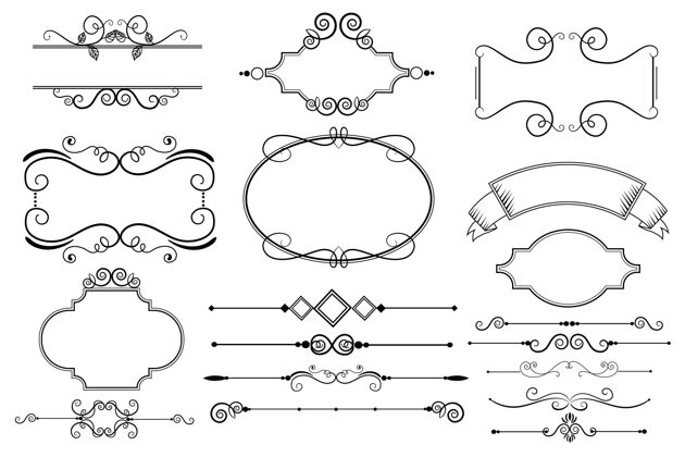形状书法装饰元素收藏插图框架正式