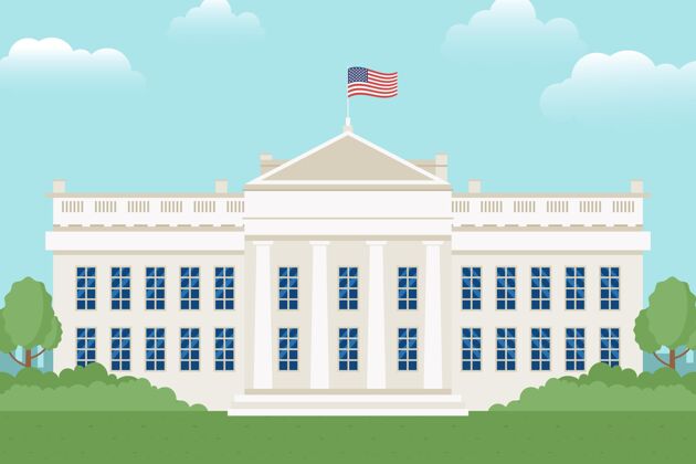 总统白宫平面设计插画插图白宫建筑