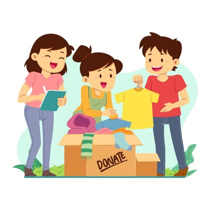 盒子抽出衣物捐赠概念衣服帮助捐赠