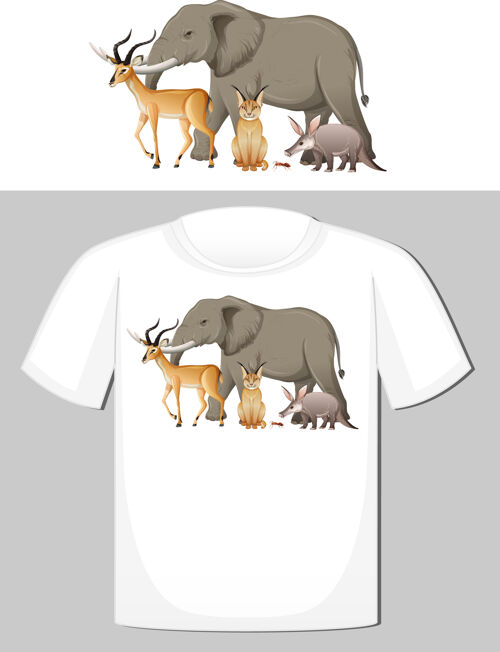生物野生动物组t恤设计非洲动物园升华