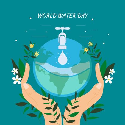 世界世界水日手绘水滴绘制生态